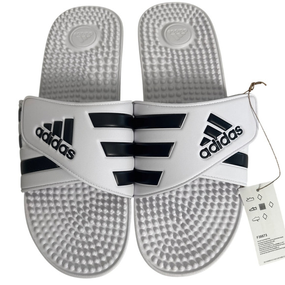 NWB Adidas Adissage Mens White and Black Slide Sandal Size 18 - Picture 6 of 7